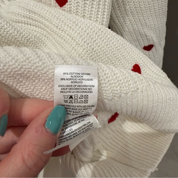 Lucky Brand Off White Sweater with Red Hearts-Sm - Picture 4 of 6